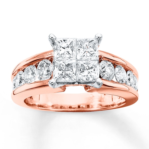Now + Forever Diamond Engagement Ring 2-1/2 cttw Princess-cut 14K Two-Tone Gold
