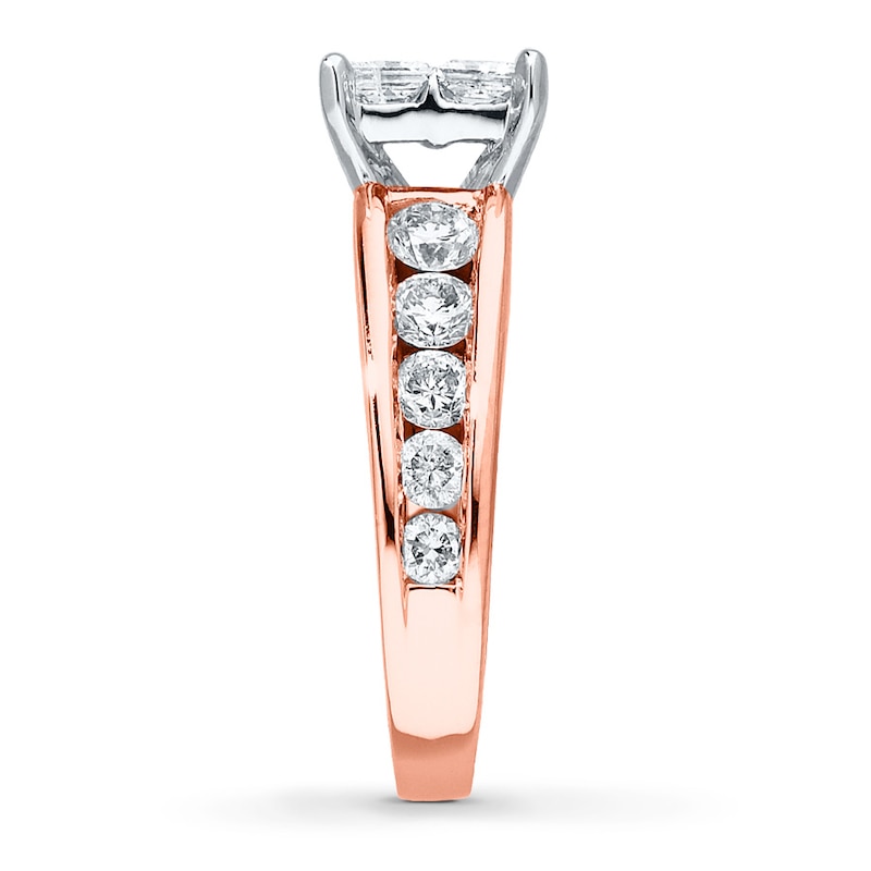 Diamond Engagement Ring 2-1/2 cttw Princess-cut 14K Two-Tone Gold