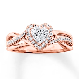 Diamond Engagement Ring 3/4 ct tw Heart-cut 14K Rose Gold