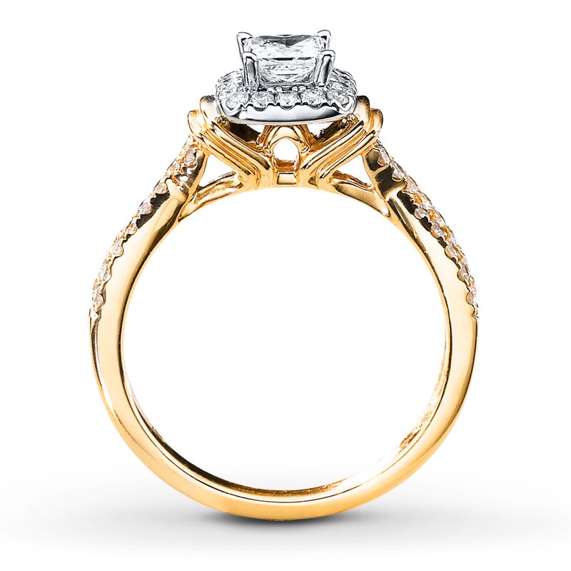 Diamond Engagement Ring 3/4 ct tw Princess & Round-cut 14K Gold