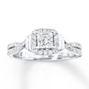Diamond Engagement Ring 3/4 ct tw Princess & Round-cut 14K White Gold