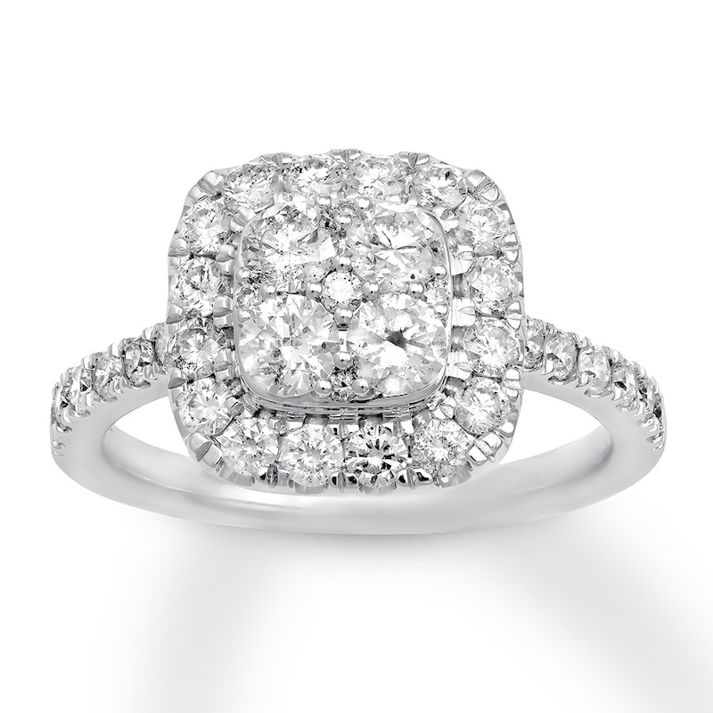 Diamond Engagement Ring 1-3/8 ct tw Round-cut 14K White Gold with 360
