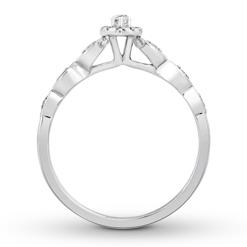 Diamond Engagement Ring 1/3 ct tw Marquise & Round 10K White Gold