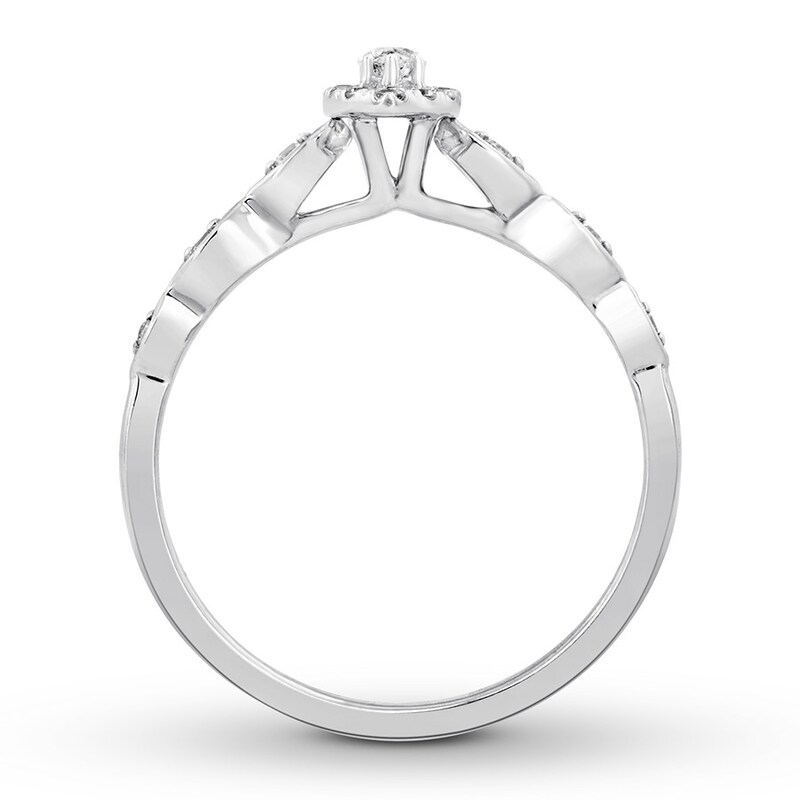 Diamond Engagement Ring 1/3 ct tw Marquise & Round 10K White Gold