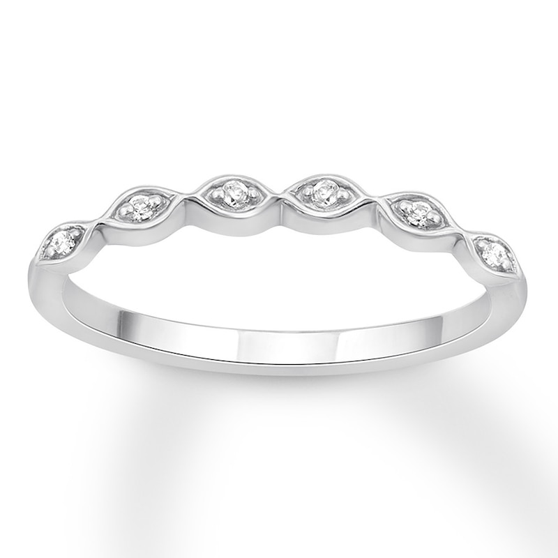 Diamond Wedding Band 1/20 ct tw Round-cut 10K White Gold