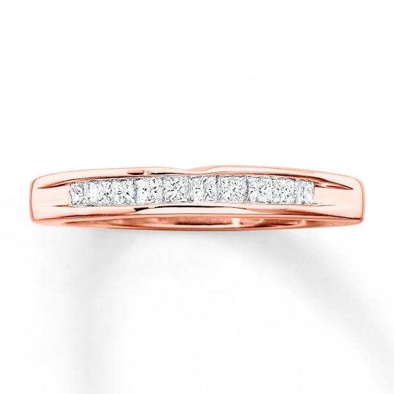 Now + Forever Diamond Wedding Band 1/4 ct tw Princess-cut 14K Rose Gold
