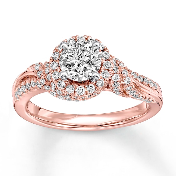 Now + Forever Diamond Engagement Ring 1-1/6 ct tw Round-cut 14K Rose Gold