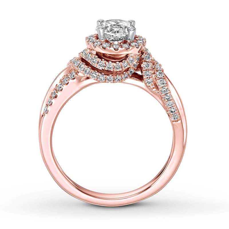 Diamond Engagement Ring 1-1/6 ct tw Round-cut 14K Rose Gold