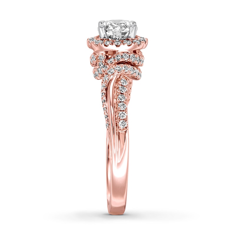 Diamond Engagement Ring 1-1/6 ct tw Round-cut 14K Rose Gold