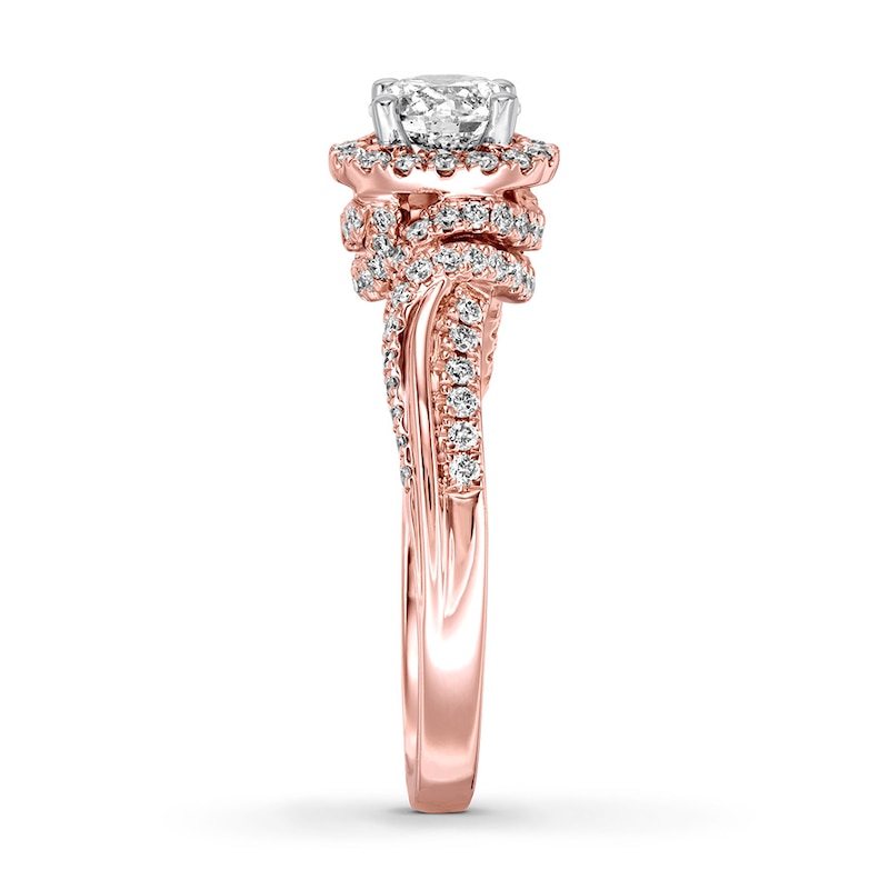 Diamond Engagement Ring 1-1/6 ct tw Round-cut 14K Rose Gold