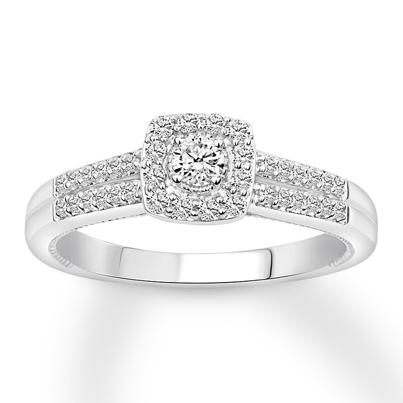 Diamond Engagement Ring 1/3 ct tw Round-cut 10K White Gold