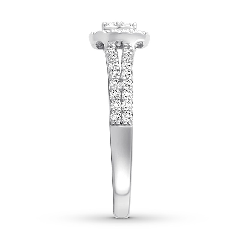 Diamond Engagement Ring 3/4 ct tw Princess & Round-cut 14K White Gold
