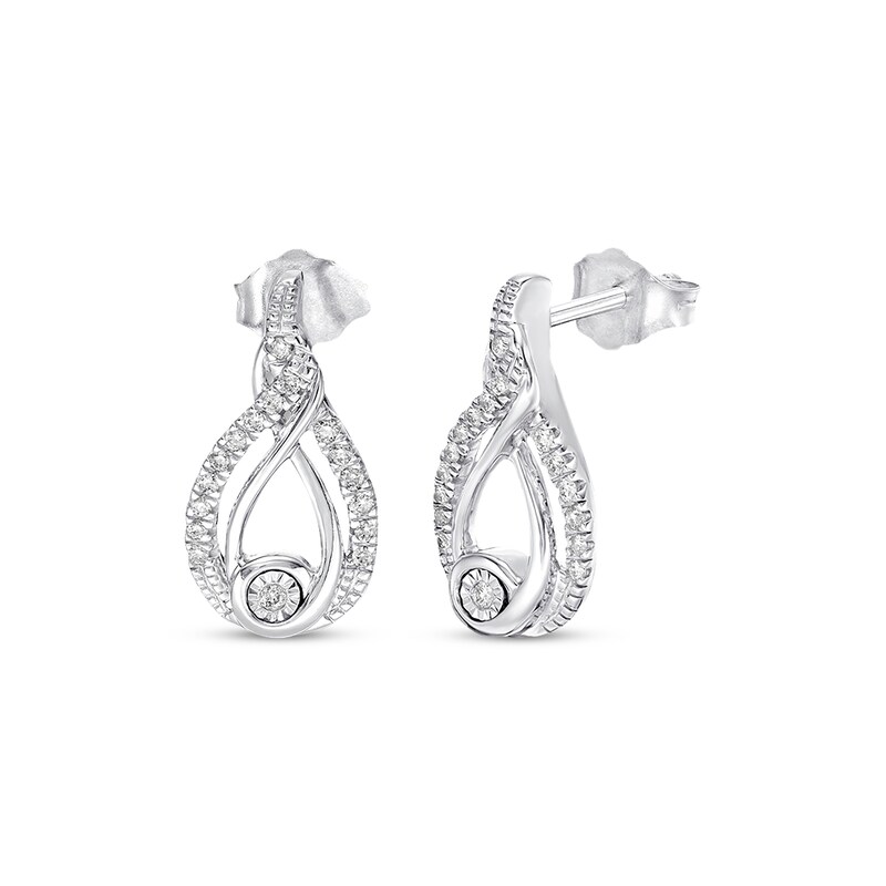 Interwoven Diamond Earrings 1/8 ct tw Round-cut Sterling Silver