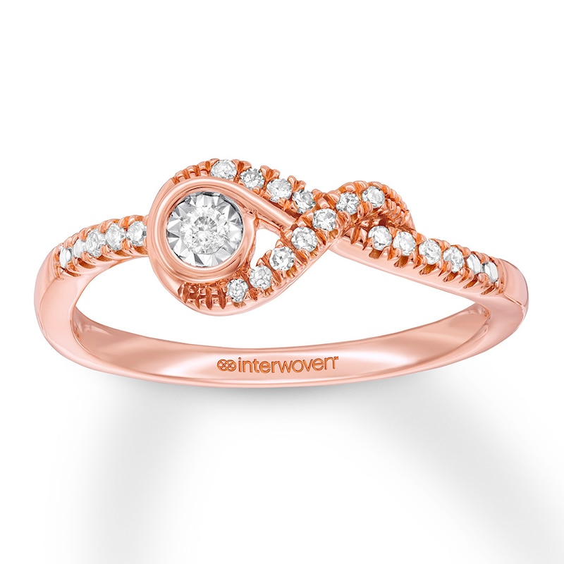 Interwoven Diamond Ring 1/10 ct tw Round-cut 10K Rose Gold