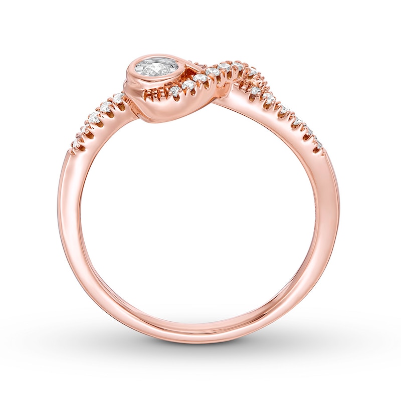 Interwoven Diamond Ring 1/10 ct tw Round-cut 10K Rose Gold