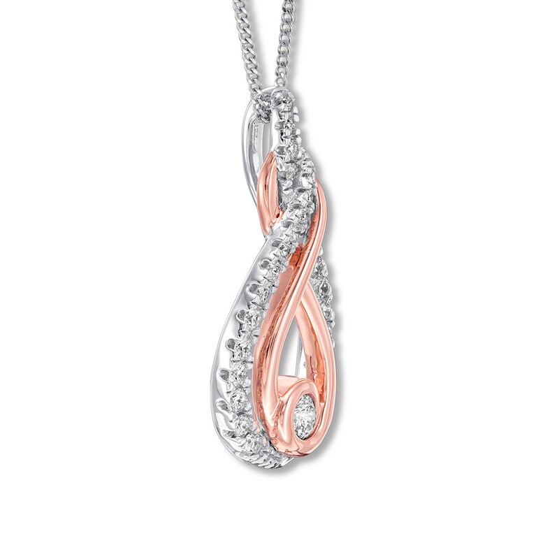 Interwoven Diamond Necklace 1/6 ct tw Sterling Silver & 10K Rose Gold