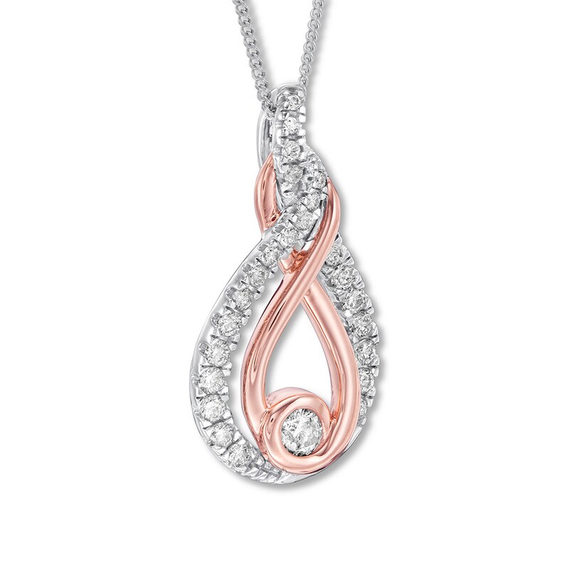 Interwoven Diamond Necklace 1/6 ct tw Sterling Silver & 10K Rose Gold