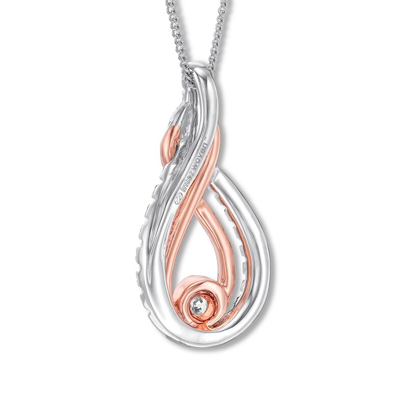 Interwoven Diamond Necklace 1/6 ct tw Sterling Silver & 10K Rose Gold