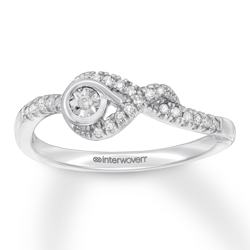 Interwoven Diamond Ring 1/10 ct tw Round-cut Sterling Silver