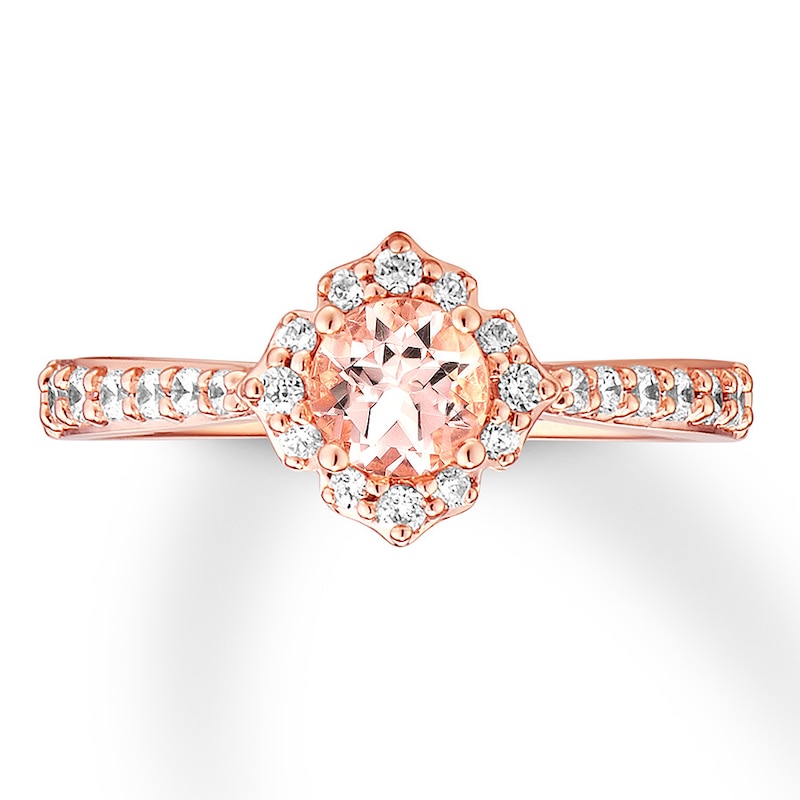 Main Image 1 of Now + Forever Morganite Engagement Ring 1/3 ct tw Diamonds 14K Rose Gold