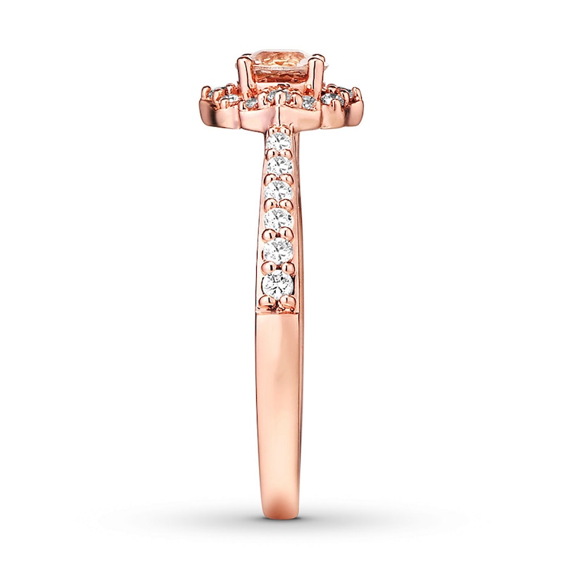 Main Image 3 of Now + Forever Morganite Engagement Ring 1/3 ct tw Diamonds 14K Rose Gold