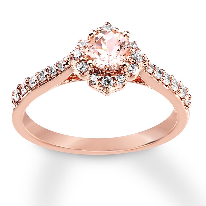 Main Image 4 of Now + Forever Morganite Engagement Ring 1/3 ct tw Diamonds 14K Rose Gold