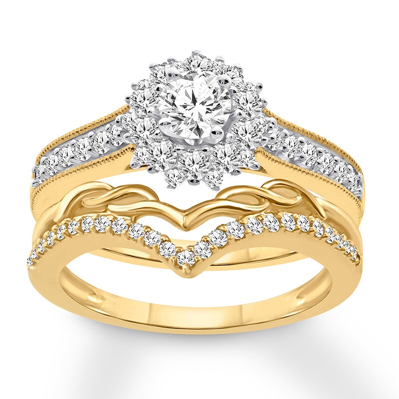 Diamond Bridal Set 1 Ct Tw Round Cut 14k Yellow Gold Bridal Sets