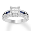 Thumbnail Image 1 of Now + Forever Diamond & Sapphire Engagement Ring 5/8 ct tw Princess & Round-cut 14K White Gold
