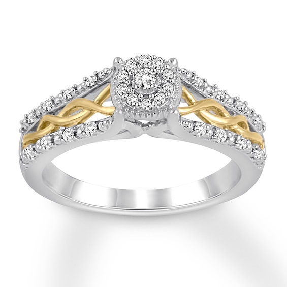 Now + Forever Diamond Engagement Ring 1/5 ct tw Round-cut 10K Two-Tone Gold