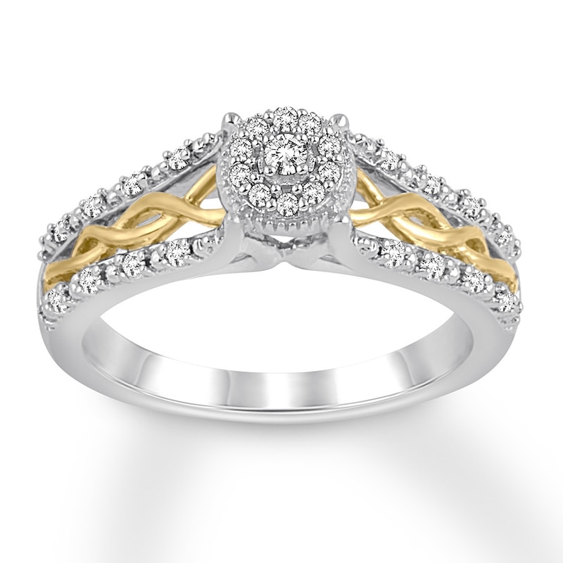 Diamond Engagement Ring 1/5 ct tw Round-cut 10K Two-Tone Gold