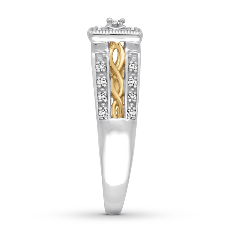 Diamond Engagement Ring 1/5 ct tw Round-cut 10K Two-Tone Gold
