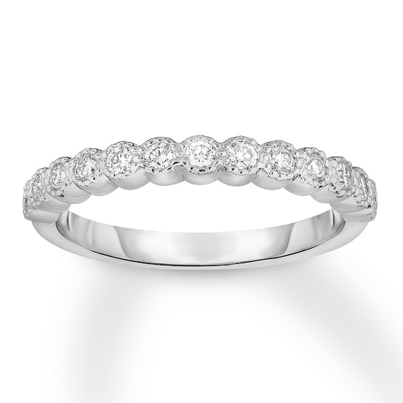 Now + Forever Diamond Wedding Band 1/4 ct tw Bezel-set/Round 14K White Gold