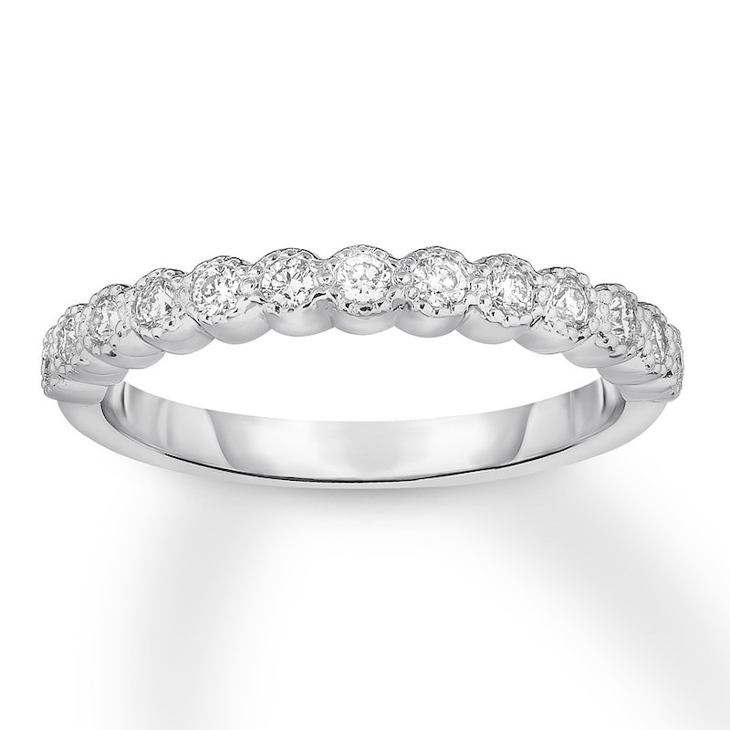 Main Image 1 of Now + Forever Diamond Wedding Band 1/4 ct tw Bezel-set/Round 14K White Gold