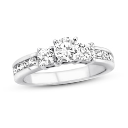 Memories Moments Magic Three-Stone Diamond Ring 1-1/8 ct tw Round-cut 14K White Gold