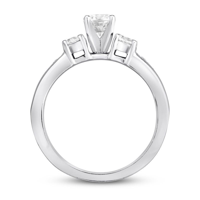 Main Image 2 of Memories Moments Magic Three-Stone Diamond Ring 1-1/8 ct tw Round-cut 14K White Gold