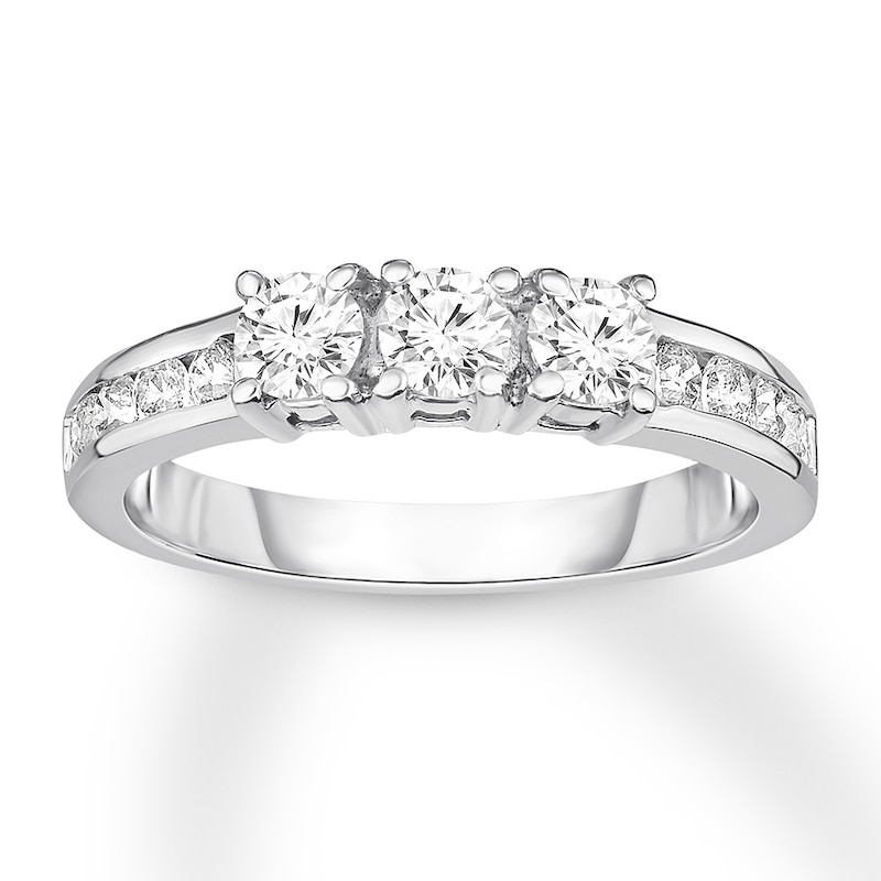 Main Image 1 of Now + Forever 3-Stone Diamond Wedding Band 3/4 ct tw Round 14K White Gold