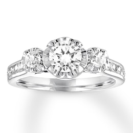 Memories Moments Magic Three-Stone Diamond Ring 1-1/3 ct tw Round-cut 14K White Gold