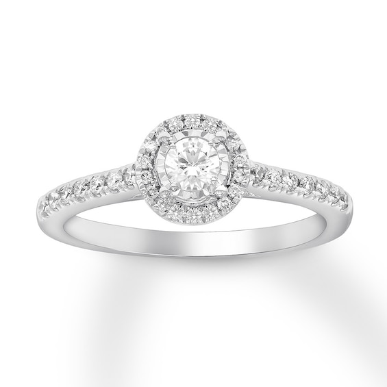 Diamond Engagement Ring 1 3 Ct Tw Round Cut 10k White Gold Kay