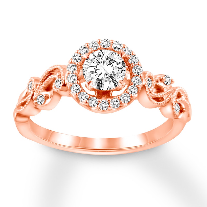 Main Image 1 of Diamond Engagement Ring 5/8 ct tw Round-cut 14K Rose Gold