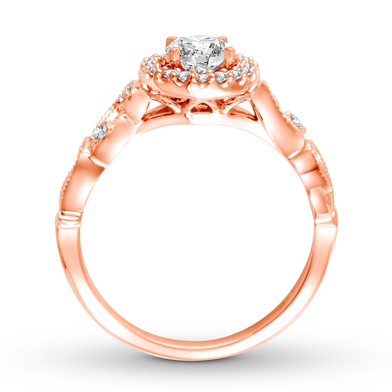 Diamond Engagement Ring 5/8 ct tw Round-cut 14K Rose Gold