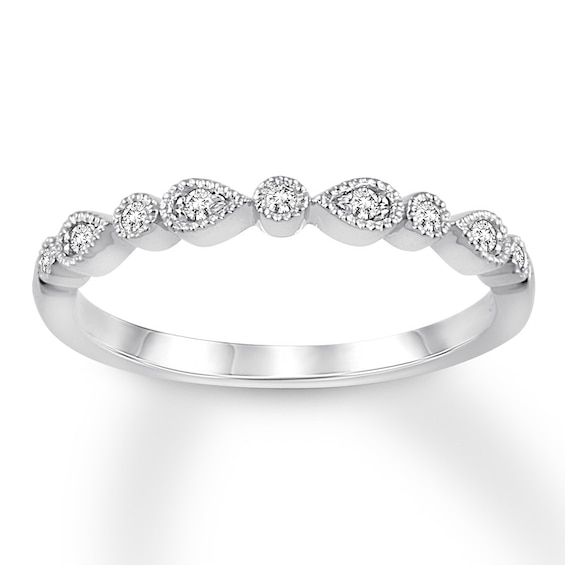 Now + Forever Diamond Wedding Band 1/15 ct tw Round-cut 10K White Gold