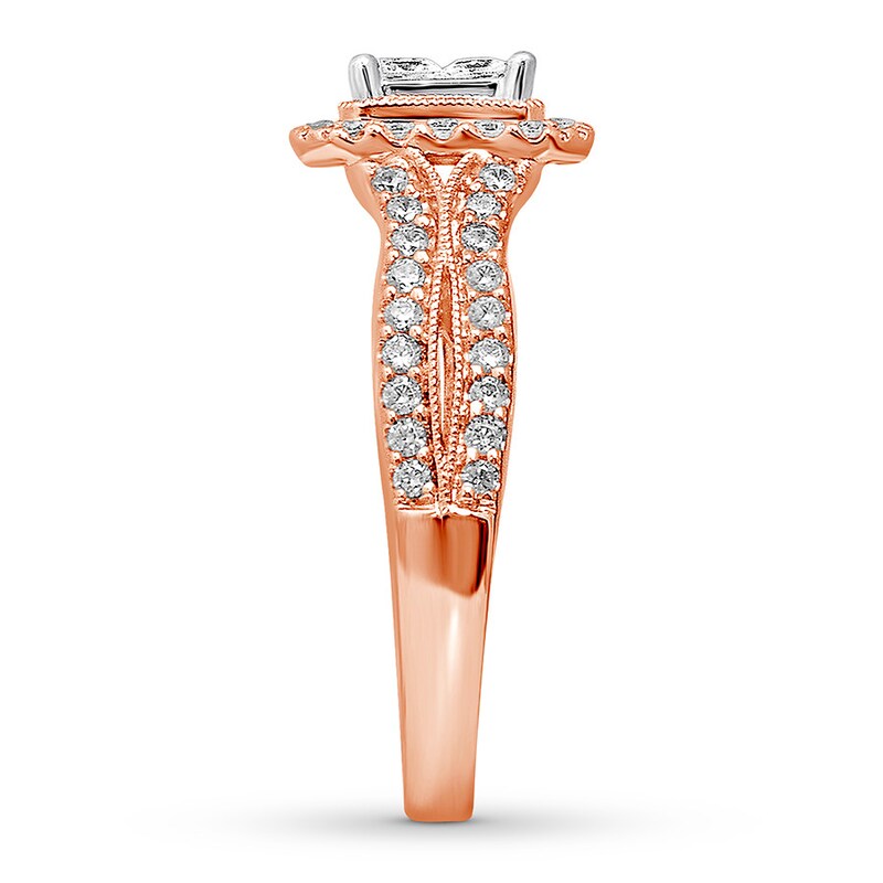 Main Image 3 of Diamond Engagement Ring 1 ct tw Princess and Round 14K Two-Tone Gold