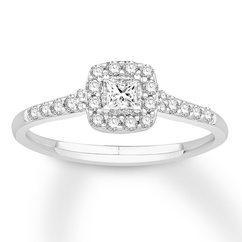 Main Image 1 of Now + Forever Diamond Engagement Ring 1/3 ct tw Princess & Round 10K White Gold