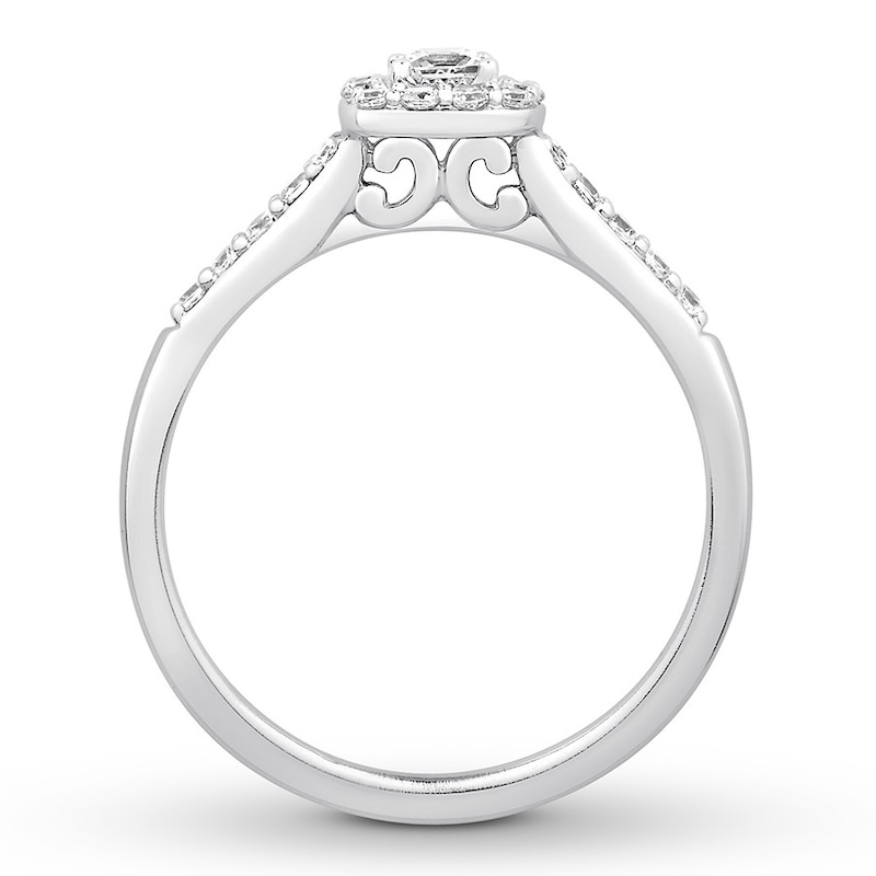 Main Image 2 of Now + Forever Diamond Engagement Ring 1/3 ct tw Princess & Round 10K White Gold