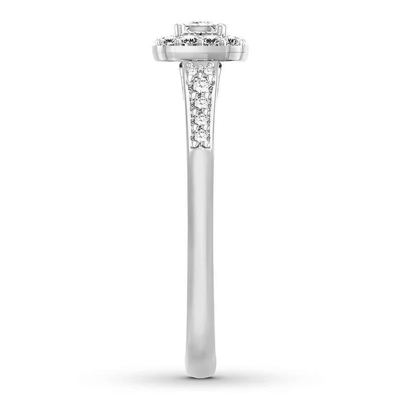 Main Image 3 of Now + Forever Diamond Engagement Ring 1/3 ct tw Princess & Round 10K White Gold
