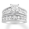 Thumbnail Image 1 of Diamond Bridal Set 3 ct tw Princess/Round 14K White Gold