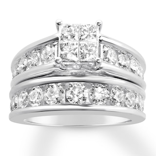 Diamond Bridal Set 3 ct tw Princess/Round 14K White Gold