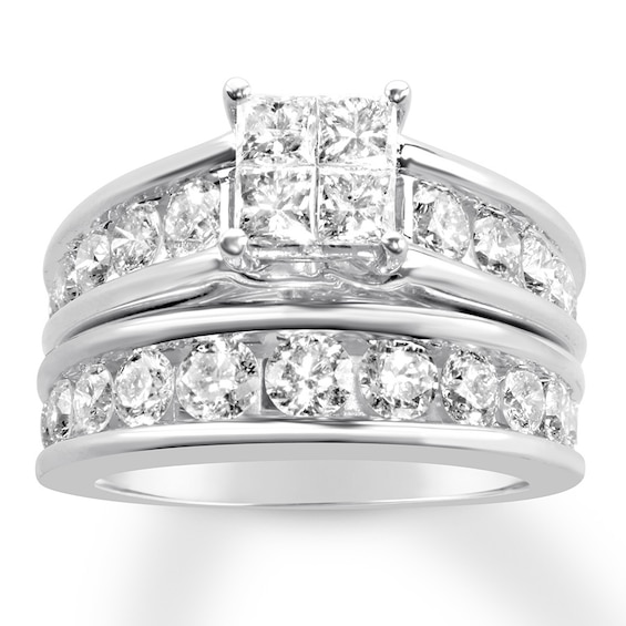 White 14K tw Set Bridal Princess/Round ct Gold Kay Diamond 3 |