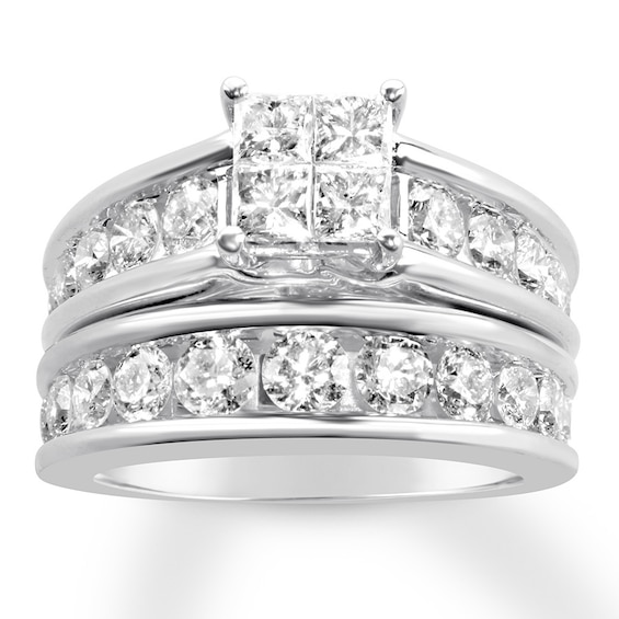 Diamond Bridal Set 3 ct tw Princess/Round 14K White Gold | Kay