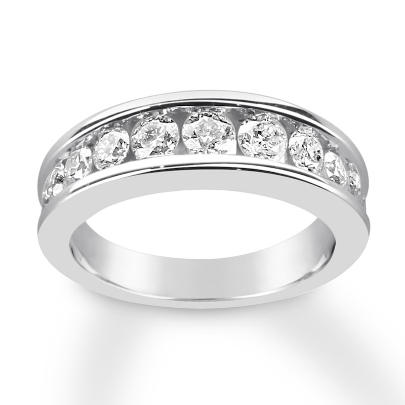 Diamond Wedding Band 1-1/5 ct tw Round-cut 14K White Gold